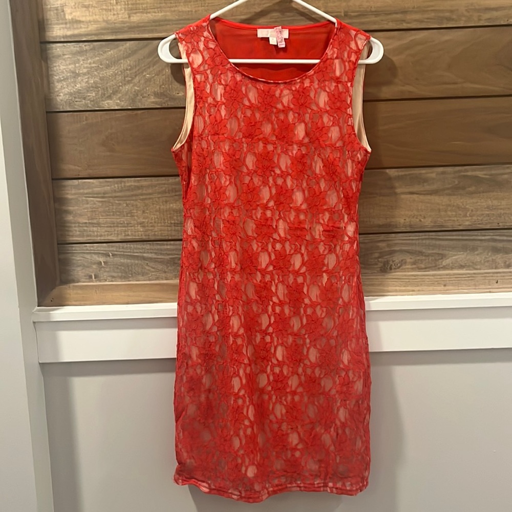 Red, Lace Cocktail Dress, Size M